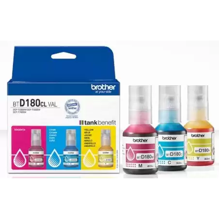 (BTD180CLVAL) BROTHER PACK 3 BOTELLAS DE TINTA C/M/Y DCP-T580DW/T780DW