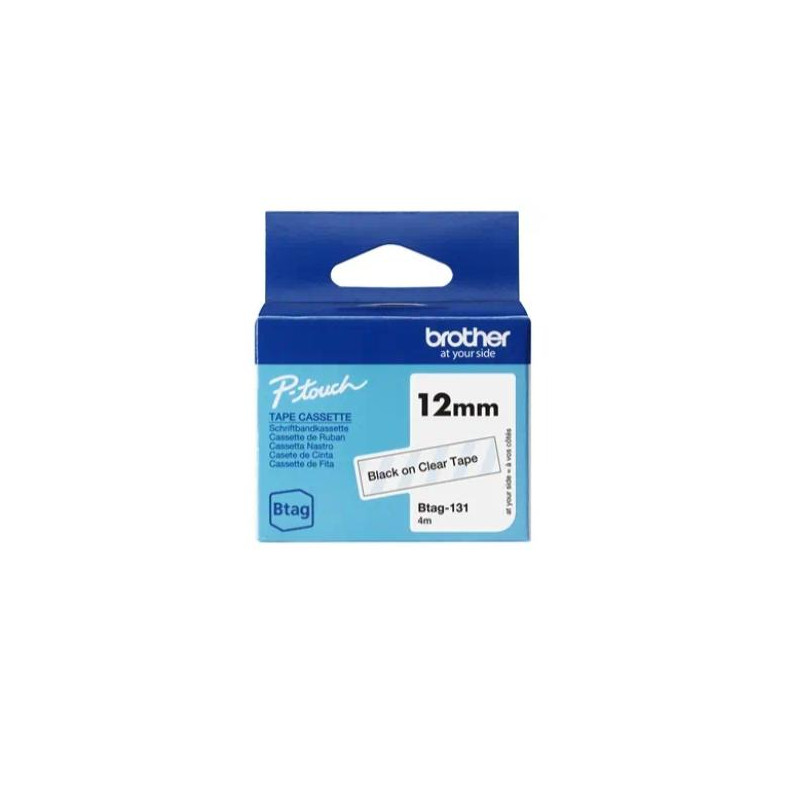 (BTAG131) BROTHER CINTA DOMÉSTICA BTAG NEGRO SOBRE TRANSPARENTE - PTN10