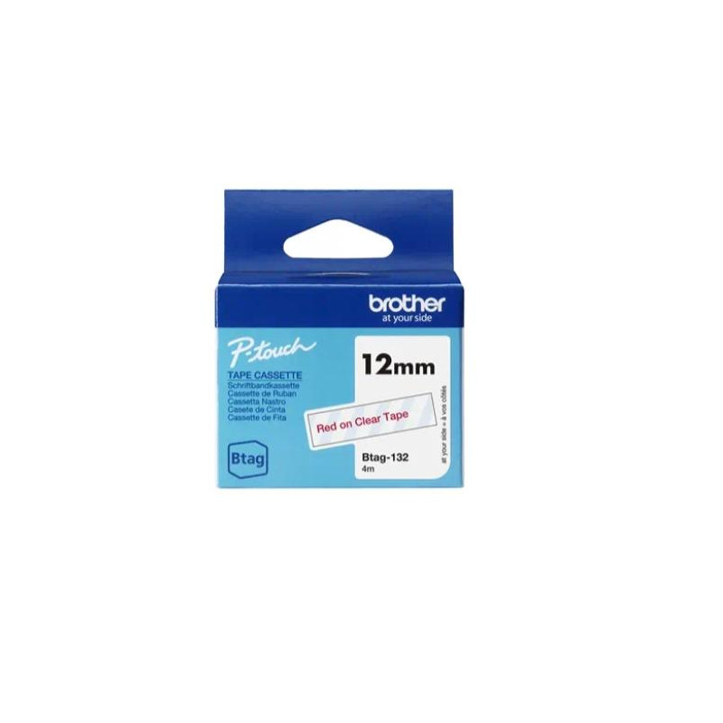 (BTAG132) BROTHER CINTA DOMÉSTICA BTAG ROJO SOBRE TRANSPARENTE - PTN10