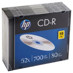 (69310) HP CD-R , 700MB, 52X, PACK 10 UNIDADES SLIM CASE