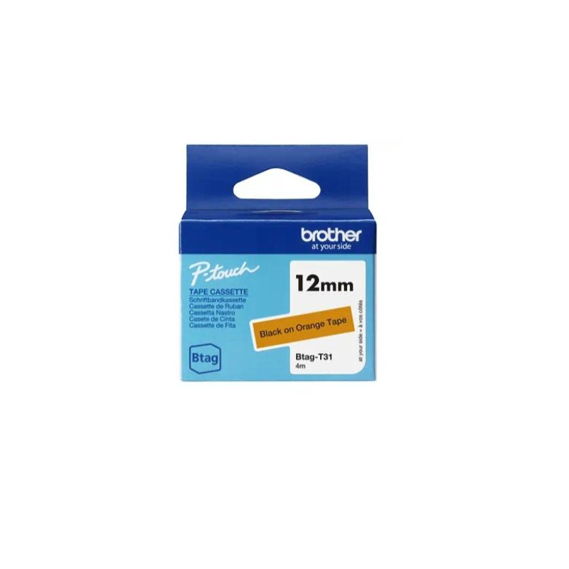 (BTAGT31) BROTHER CINTA DOMÉSTICA BTAG NEGRO SOBRE NARANJA - PTN10