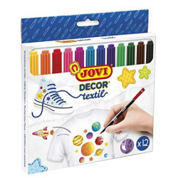 (1410) JOVI ROTULADORES DECOR TEXTIL 138MM COLORES SURTIDOS ESTUCHE 12 UD