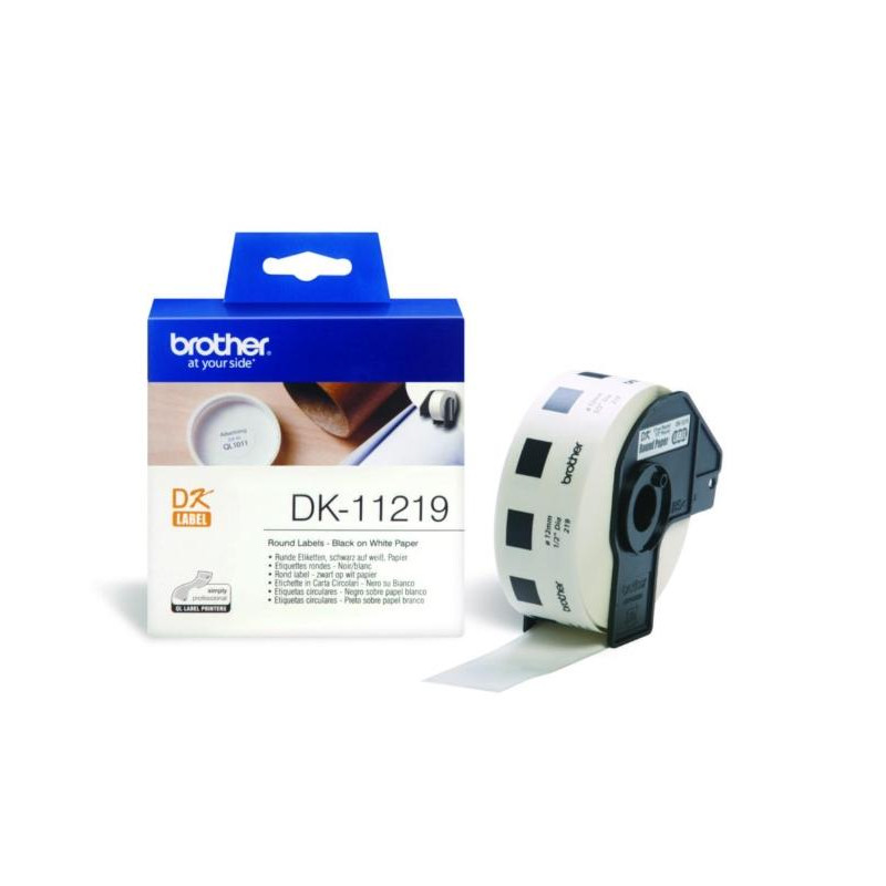 (DK11219) BROTHER ETIQUETAS PRECORTADAS CIRCULARES 12MM (1.200 ETIQUETAS)