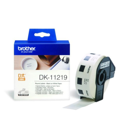 (DK11219) BROTHER ETIQUETAS PRECORTADAS CIRCULARES 12MM (1.200 ETIQUETAS)
