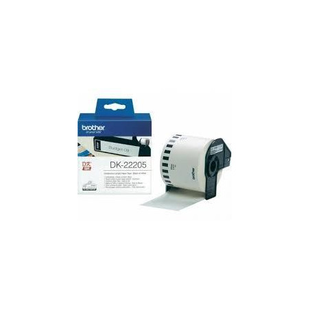 (DK22205) BROTHER CINTA CONTINUA DE PAPEL TÉRMICO ADHESIVO - BLANCO - 62MMX30