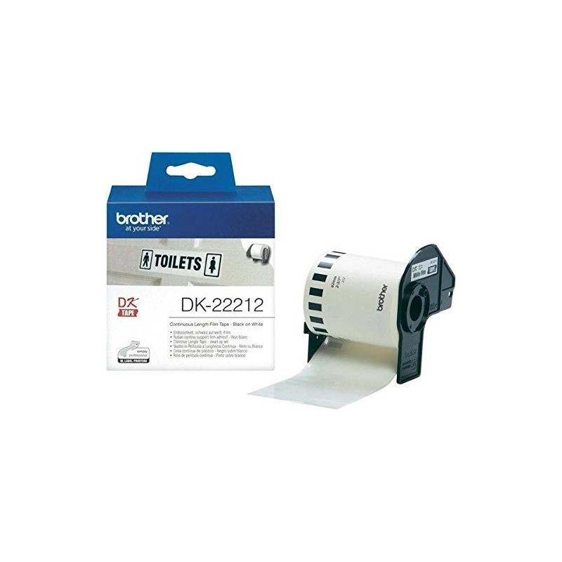 (DK22212) BROTHER CINTA CONTINUA DE PELICULA PLÁSTICA - BLANCO - 62MMX15