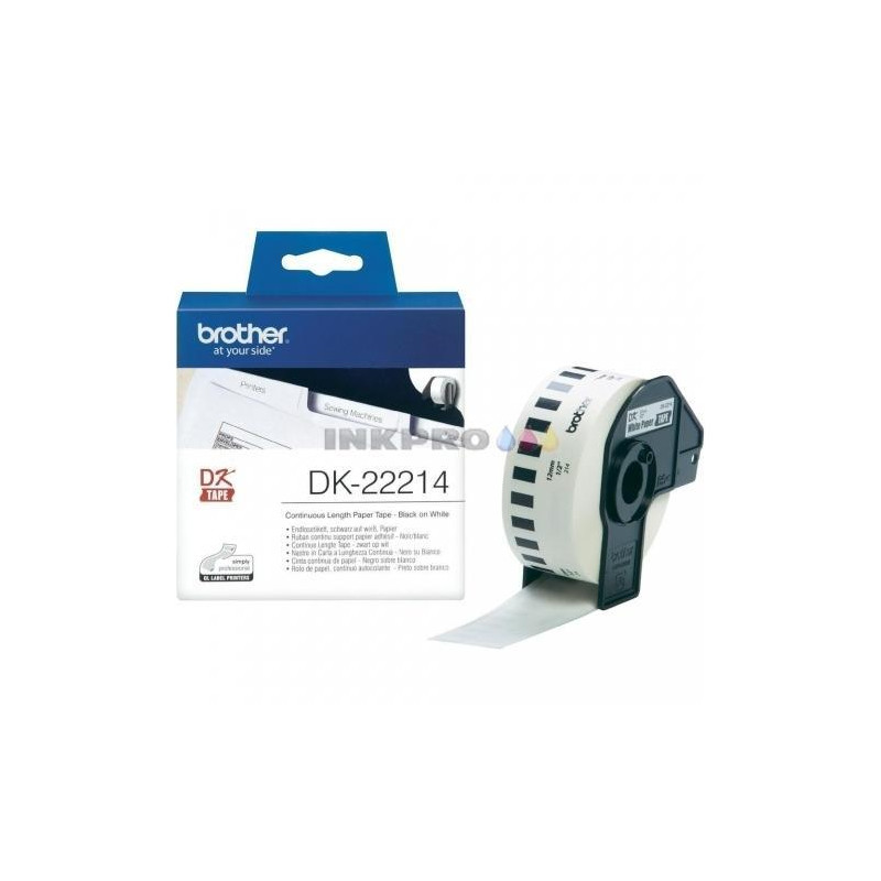 (DK22214) BROTHER CINTA CONTINUA DE PAPEL TÉRMICO ADHESIVO - BLANCO - 12MMX30