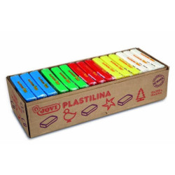 (72B) JOVI PLASTILINA PASTILLA 350GR 5 COLORES BÁSICOS SURTIDOS CAJA EXPOSITORA 15 UD