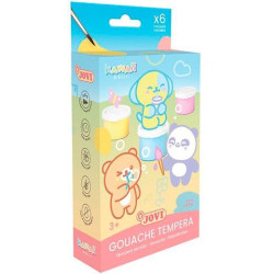 (KW507P) JOVI TÉMPERA KAWAII ESTUCHE 6 BOTES 35ML + PINCEL COLORES SURTIDOS PASTEL