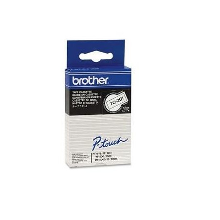 (TC201) BROTHER CINTA ROTULADORA LAMINADA TEXTO NEGRO SOBRE BLANCO DE 12MMX7