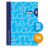 (7FTE003A) LAMELA CUADERNO ESPIRAL 80H FOLIO 90GR CUADROVÍA 3MM C/MARGEN CUBIERTA EXTRADURA AZUL -PAQUETE 5U-
