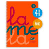 (7FTP004N) LAMELA CUADERNO ESPIRAL 80H FOLIO 90GR CUADROVÍA 4MM C/MARGEN CUBIERTA PP NARANJA FLUORESCENTE