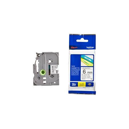 (TZE211) BROTHER CINTA ROTULADORA LAMINADA TEXTO NEGRO SOBRE BLANCO - 6MMX8M