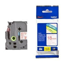 (TZE242) BROTHER CINTA ROTULADORA LAMINADA TEXTO ROJO SOBRE BLANCO - 18MMX8M