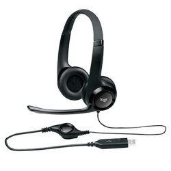 (981-000406) LOGITECH AURICULARES H390 DIADEMA ACOLCHADA BIAURAL ESTEREO MICRÓFONO AJUSTABLE CONTROL VOLUMEN CABLE USB NEGRO