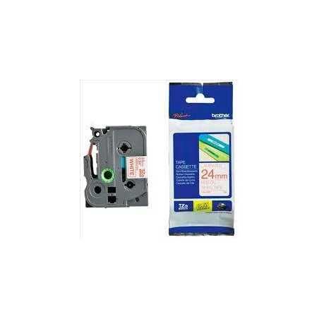 (TZE252) BROTHER CINTA ROTULADORA LAMINADA TEXTO ROJO SOBRE BLANCO - 24MMX8M