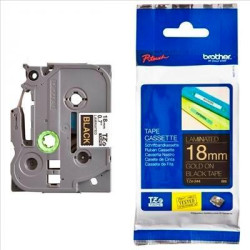 (TZE344) BROTHER CINTA ROTULADORA LAMINADA TEXTO DORADO SOBRE NEGRO - 18MMX8M