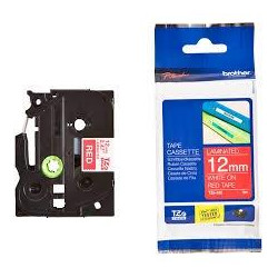 (TZE435) BROTHER CINTA ROTULADORA LAMINADA TEXTO BLANCO SOBRE ROJO - 12MMX8M