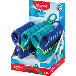 (472112) MAPED TIJERAS INFANTILES KIDIPULSE 12CM C/RESORTE DE APERTURA Y PROTECCIÓN +2 AÑOS AZUL BICOLOR
