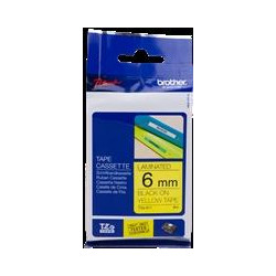 (TZE611) BROTHER CINTA ROTULADORA LAMINADA TEXTO NEGRO SOBRE AMARILLO - 6MMX8M