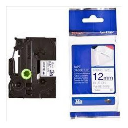 (TZEFA3) BROTHER CINTA ROTULADORA ESPECIAL TEXTIL TEXTO AZUL SOBRE BLANCO - 12MMX3M