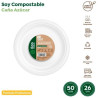 (30502) MAXI PRODUCTS PLATO LLANO COMPOSTABLE Ø26CM CAÑA DE AZÚCAR BLANCO PACK 50 UD