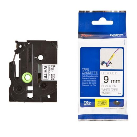 (TZEFX221) BROTHER CINTA ROTULADORA LAMINADA FLEXIBLE TEXTO NEGRO SOBRE BLANCO - 9MMX8M