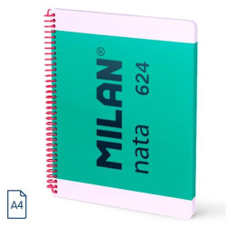 (57043E80GR) MILAN CUADERNO ESPIRAL A4 80H 95GR 5X5MM TAPA DURA COLECCIÓN NATA® 624 SINCE 1918 VERDE