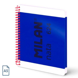 (57053E80B) MILAN CUADERNO ESPIRAL A5 80H 95GR 5X5MM TAPA DURA COLECCIÓN NATA® 624 SINCE 1918 AZUL