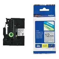 (TZEM931) BROTHER CINTA ROTULADORA LAMINADA TEXTO NEGRO SOBRE PLATA MATE - 12MMX8M