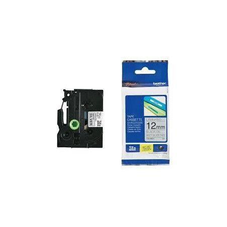 (TZEM931) BROTHER CINTA ROTULADORA LAMINADA TEXTO NEGRO SOBRE PLATA MATE - 12MMX8M