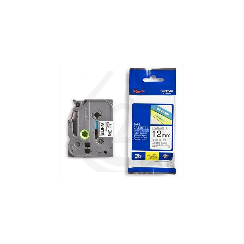 (TZES131) BROTHER CINTA ROTULADORA LAMINADA SUPER ADHESIVA TEXTO NEGRO SOBRE TRANSPARENTE - 12MMX8M