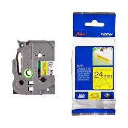 (TZES651) BROTHER CINTA ROTULADORA LAMINADA SUPER ADHESIVA TEXTO NEGRO SOBRE AMARILLO - 24MMX8M