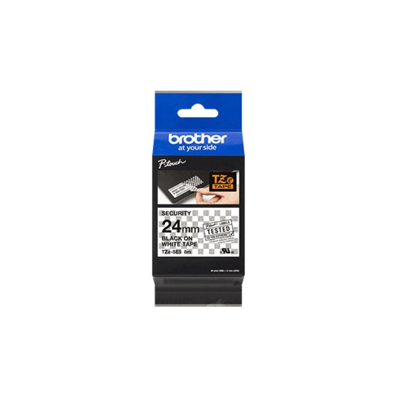 (TZESE5) BROTHER CINTA ROTULADORA LAMINADA DE SEGURIDAD TEXTO NEGRO SOBRE BLANCO - 24MMX8M
