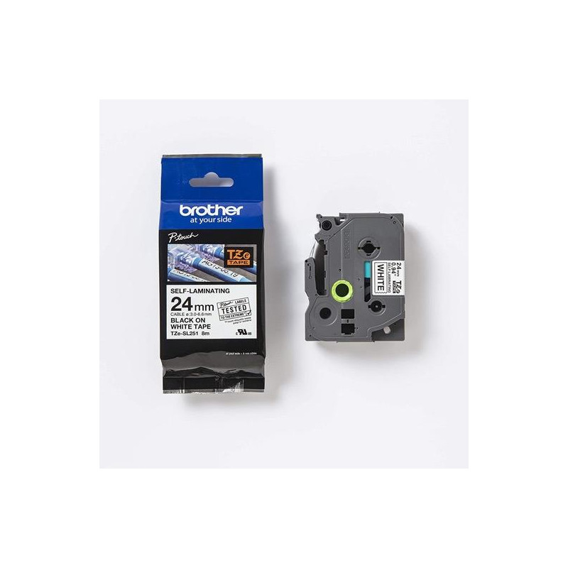 (TZESL251) BROTHER CINTA ROTULADORA AUTOLAMINADA TEXTO NEGRO SOBRE BLANCO - 24MMX8M