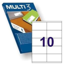 (10529) MULTI-3 ETIQUETAS ADHESIVAS 105X57MM INKJET/LÁSER C/RECTOS 10 X 500H BLANCO