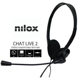 (NXCM0000004) NILOX AURICULARES MICRÓFONO CHAT LIVE 2 C/ CABLE JACK 3.5MM NEGRO