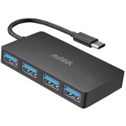 (NXHUBUSC04) NILOX HUB 4 PUERTOS USB-A 3.2 CABLE 15,5 CM ALUMINIO NEGRO