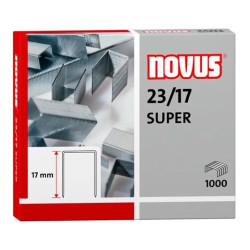 (042-0045) NOVUS GRAPAS 23/17 SUPER PARA GRAPADORAS DE GRUESOS CAJA 1000 UD
