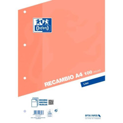 (400173742) OXFORD RECAMBIO CLASSIC 100H A4 SUELTAS 90GR LISO 4 TALADROS NARANJA