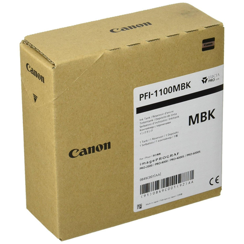 (0849C001AA) CANON TINTA NEGRO MATE IPF PRO 2000/4000/4000S/6000S - PFI 1100MBK