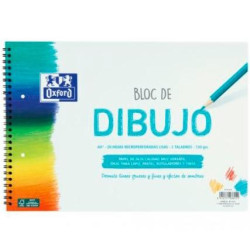 (400148235) OXFORD BLOC DIBUJO ESCOLAR MULTITALADRO 2 T/ BLANDA ESPIRAL 20H 130GR A4+ LISO BLANCO