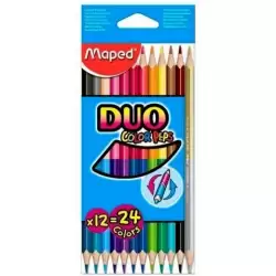 (829600FC) MAPED LÁPICES DE COLORES DUO COLOR´PEPS BICOLOR SURTIDOS ESTUCHE DE 12 UD