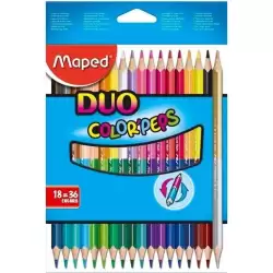 (829601FC) MAPED LÁPICES DE COLORES DUO COLOR´PEPS BICOLOR SURTIDOS ESTUCHE 18 UD