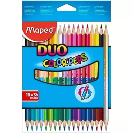 (829601FC) MAPED LÁPICES DE COLORES DUO COLOR´PEPS BICOLOR SURTIDOS ESTUCHE 18 UD