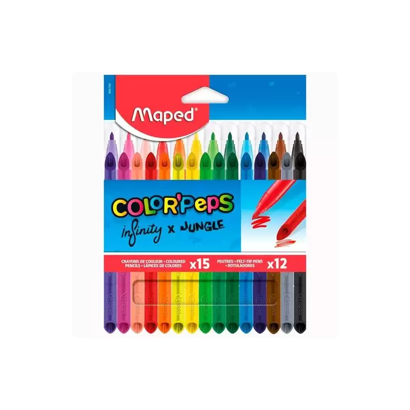 (984744) MAPED SET COLOR´PEPS INFINITY 12 ROTULADORES PEPJUNGLE Y 15 LÁPICES DE COLORES INFINITY C/SURTIDOS