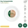 (30502) MAXI PRODUCTS PLATO LLANO COMPOSTABLE Ø26CM CAÑA DE AZÚCAR BLANCO PACK 50 UD