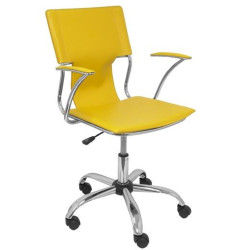 (214AM) PIQUERAS Y CRESPO SILLA BOGARRA GIRATORIA BRAZOS/F CHASIS CROMADO TAPIZADO SIMILPIEL AMARILLO