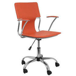 (214NA) PIQUERAS Y CRESPO SILLA BOGARRA GIRATORIA BRAZOS/F CHASIS CROMADO TAPIZADO SIMILPIEL NARANJA