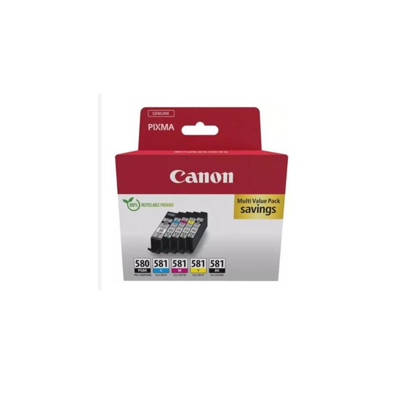 (2078C008) CANON TINTA ECOPACK BK+C/M/Y  PIXMA TS 6251/6350/6351/705/8252/8350/8351/8352/9550/9551 - PGI 580+CLI 581 (PACK 4)